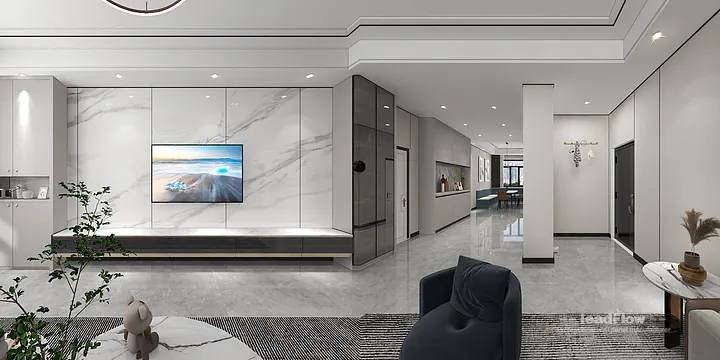 Hangzhou Apartment Interior with WPC Cladding &mdash; Secondary Bedroom Accent in Shangcheng District, Hangzhou, China - photo 9
