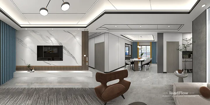 Hangzhou Apartment Renovation with WPC Wall Panel | Living-Dining Room Idea in Hangzhou, China - photo 5