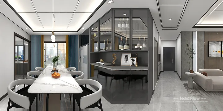 Hangzhou Apartment Renovation with WPC Wall Panel | Living-Dining Room Idea in Hangzhou, China - photo 7