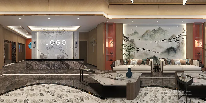 Hangzhou Clubhouse Featuring WPC Wall Panel | Lobby Walls in Hangzhou, China - photo 2