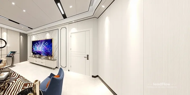 Hangzhou Villa Interior with WPC Cladding &mdash; Living Room Accent in Shangcheng District, Hangzhou, China - photo 1