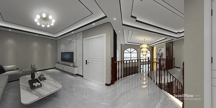 Hangzhou Villa Interior with WPC Cladding &mdash; Living Room Accent in Shangcheng District, Hangzhou, China - photo 15