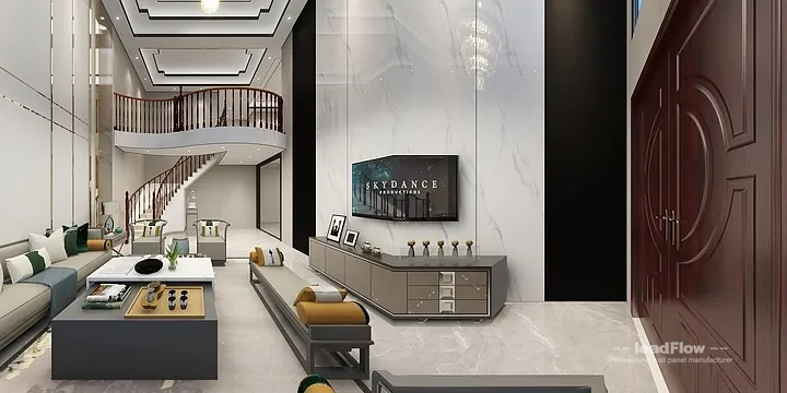 Hangzhou Villa Interior with WPC Cladding &mdash; Living Room Accent in Shangcheng District, Hangzhou, China - photo 17