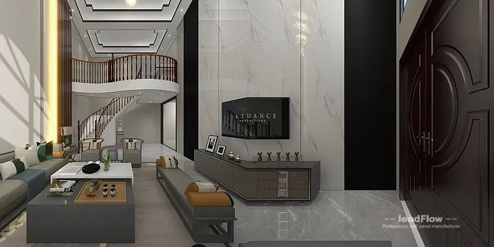 Hangzhou Villa Interior with WPC Cladding &mdash; Living Room Accent in Shangcheng District, Hangzhou, China - photo 18