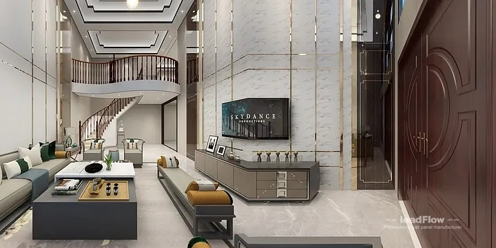 Hangzhou Villa Interior with WPC Cladding &mdash; Living Room Accent in Shangcheng District, Hangzhou, China - photo 21