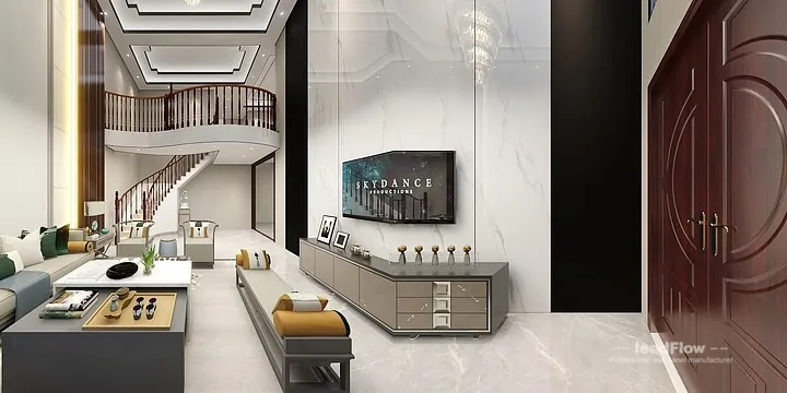 Hangzhou Villa Interior with WPC Cladding &mdash; Living Room Accent in Shangcheng District, Hangzhou, China - photo 22