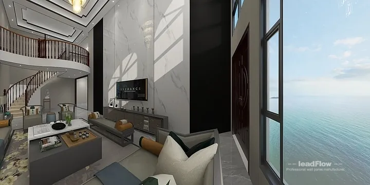 Hangzhou Villa Interior with WPC Cladding &mdash; Living Room Accent in Shangcheng District, Hangzhou, China - photo 23