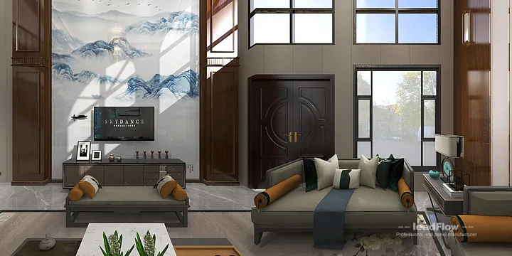 Hangzhou Villa Interior with WPC Cladding &mdash; Living Room Accent in Shangcheng District, Hangzhou, China - photo 24