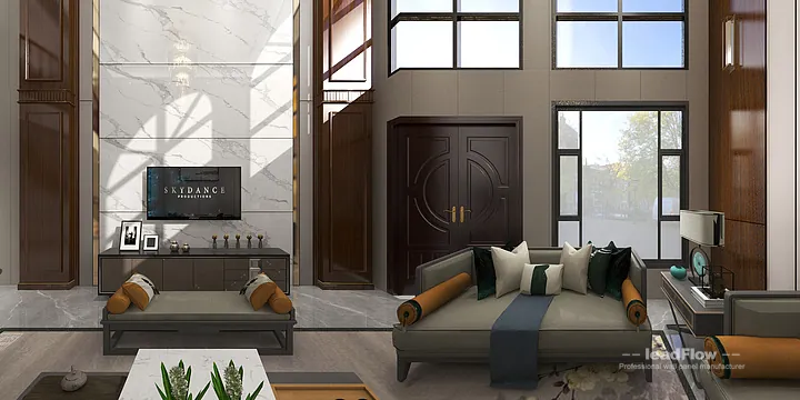 Hangzhou Villa Interior with WPC Cladding &mdash; Living Room Accent in Shangcheng District, Hangzhou, China - photo 26