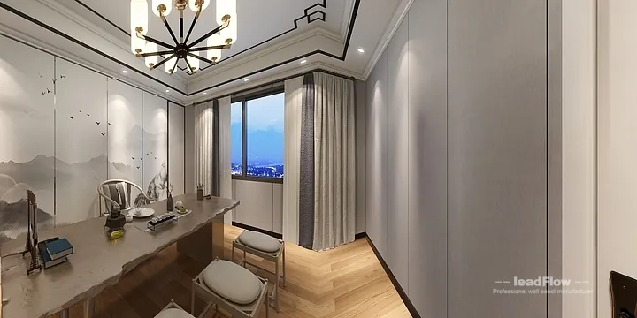 Hangzhou Villa Interior with WPC Cladding &mdash; Living Room Accent in Shangcheng District, Hangzhou, China - photo 28