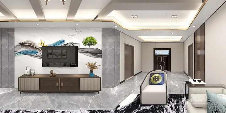 Hangzhou Apartment with WPC Interior Panel &mdash; Tea Room Feature in Hangzhou, China