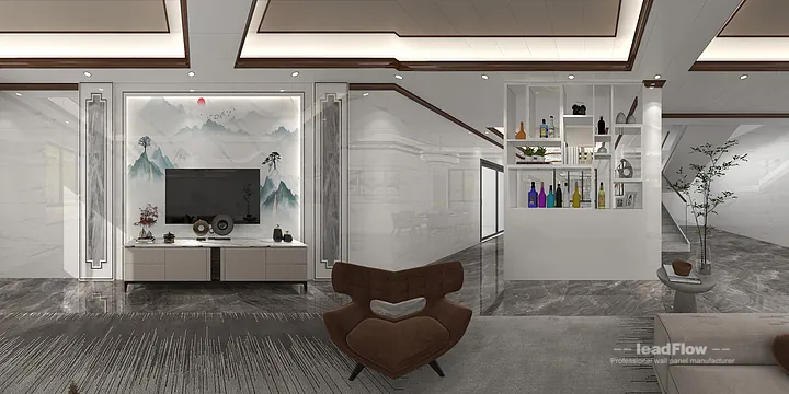 Hangzhou Apartment with WPC Cladding &mdash; Living-Dining Room Feature in Hangzhou, China - photo 3