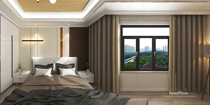 Hangzhou Apartment Interior with WPC Wall Cladding &mdash; Bedroom 2 Accent in Hangzhou, China
