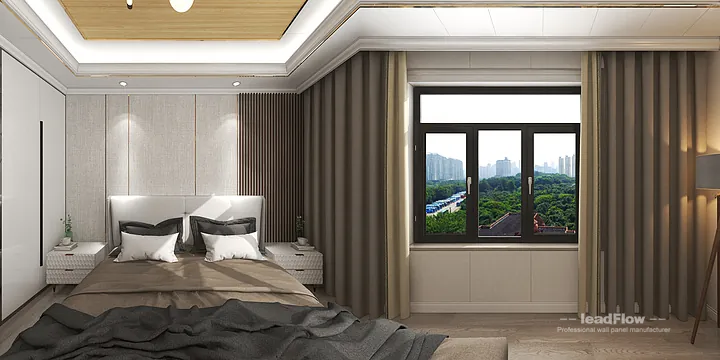 Hangzhou Apartment Interior with WPC Wall Cladding &mdash; Bedroom 2 Accent in Hangzhou, China - photo 4