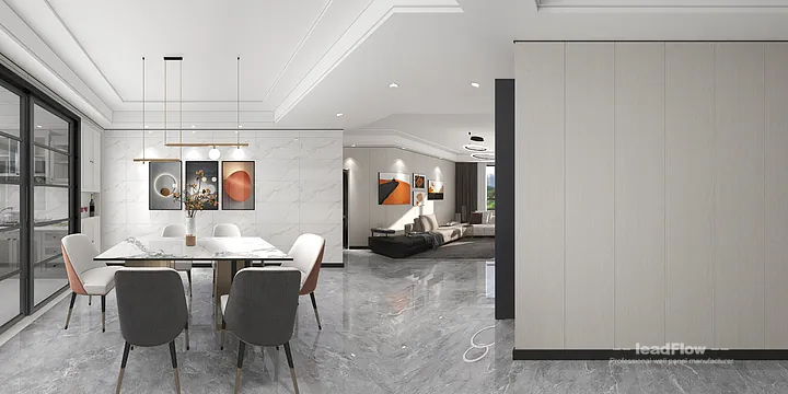 Hangzhou Apartment with WPC Interior Panel &mdash; Living-Dining Room Feature in Hangzhou, China - photo 4
