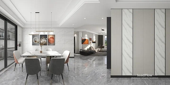Hangzhou Apartment with WPC Interior Panel &mdash; Living-Dining Room Feature in Hangzhou, China - photo 6