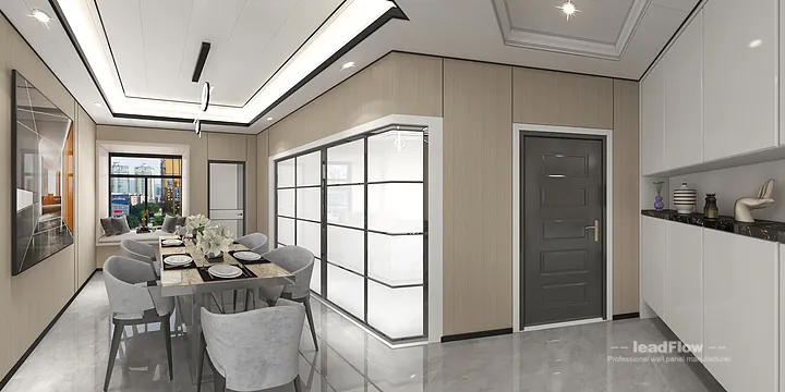 Hangzhou Apartment with WPC Wall Panel &mdash; Living-Dining Room Feature in Hangzhou, China - photo 2