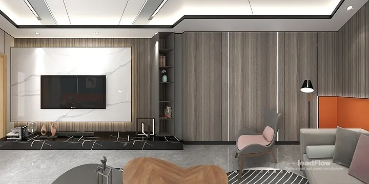 Hangzhou Commercial Space Wall Panel Design | WPC Wall Panel Warm Interior in Hangzhou, China - photo 1