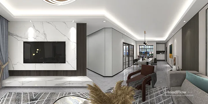 WPC Cladding Design for Hangzhou Apartment &mdash; Living-Dining Room Focus in Hangzhou, China - photo 2