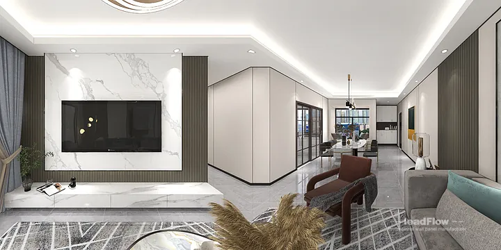 WPC Cladding Design for Hangzhou Apartment &mdash; Living-Dining Room Focus in Hangzhou, China - photo 4