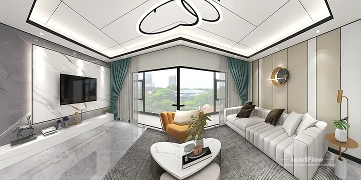 Hangzhou Apartment with WPC Wall Cladding &mdash; Living-Dining Room Feature in Hangzhou, China - photo 1