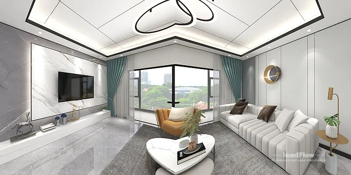 Hangzhou Apartment with WPC Wall Cladding &mdash; Living-Dining Room Feature in Hangzhou, China - photo 2