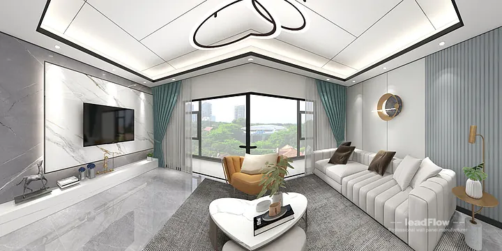 Hangzhou Apartment with WPC Wall Cladding &mdash; Living-Dining Room Feature in Hangzhou, China - photo 4