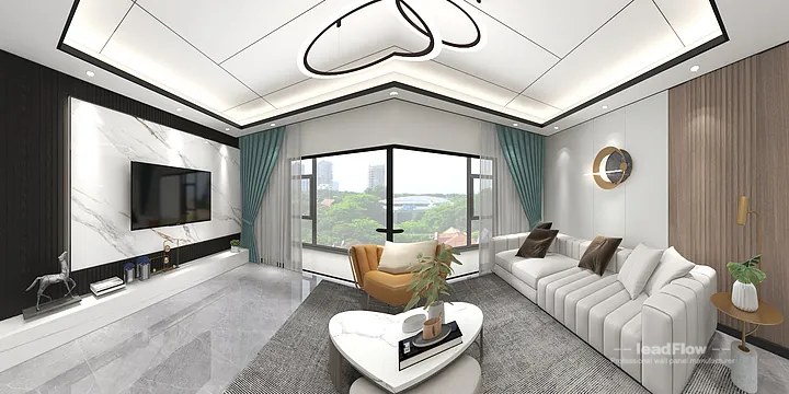 Hangzhou Apartment with WPC Wall Cladding &mdash; Living-Dining Room Feature in Hangzhou, China - photo 5