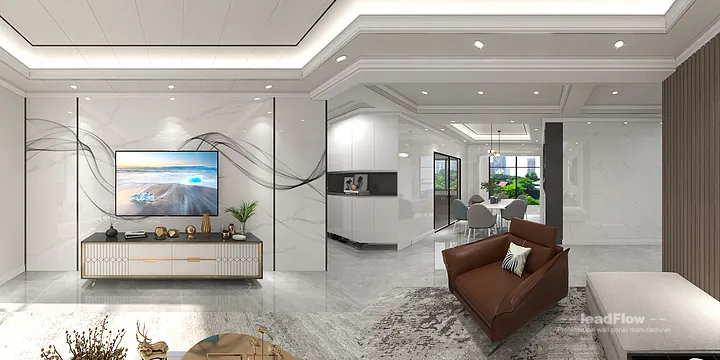 Jiujiang Apartment Wall Panel Design | WPC Cladding Elegant Interior in Jiujiang County, Jiujiang, China - photo 4