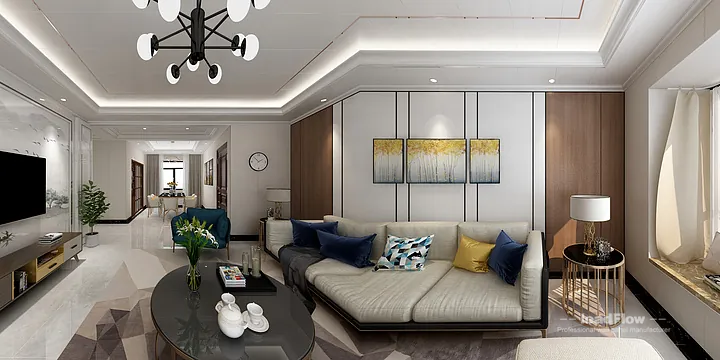 Hangzhou Apartment with WPC Interior Panel &mdash; Living-Dining Room Feature in Hangzhou, China - photo 1