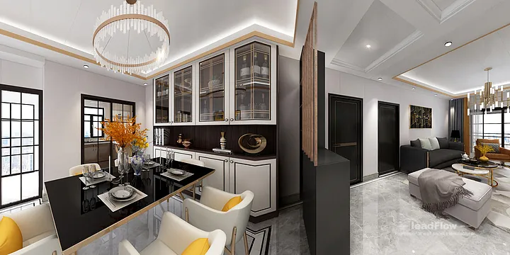 Hangzhou Apartment Renovation with WPC Wall Panel | Living-Dining Room Idea in Hangzhou, China - photo 1
