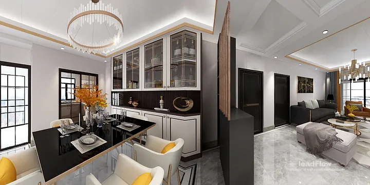 Hangzhou Apartment Renovation with WPC Wall Panel | Living-Dining Room Idea in Hangzhou, China - photo 6