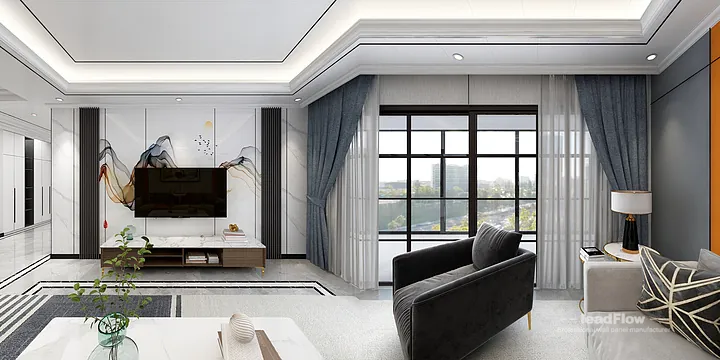 Hangzhou Apartment Featuring WPC Interior Panel | Living-Dining Room Walls in Hangzhou, China