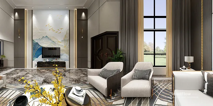 Hangzhou Villa Featuring WPC Wall Panel | Living Room Walls in Hangzhou, China - photo 4