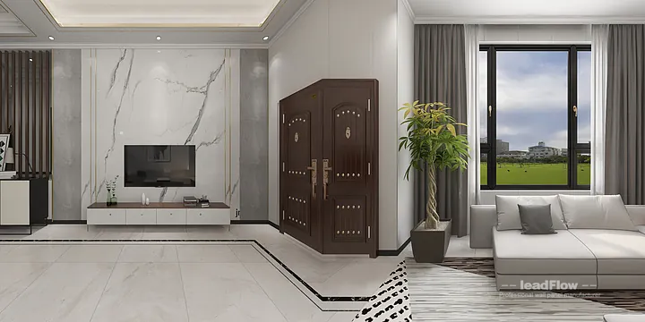 Hangzhou Apartment Interior with WPC Wall Cladding &mdash; Living-Dining Room Accent in Hangzhou, China