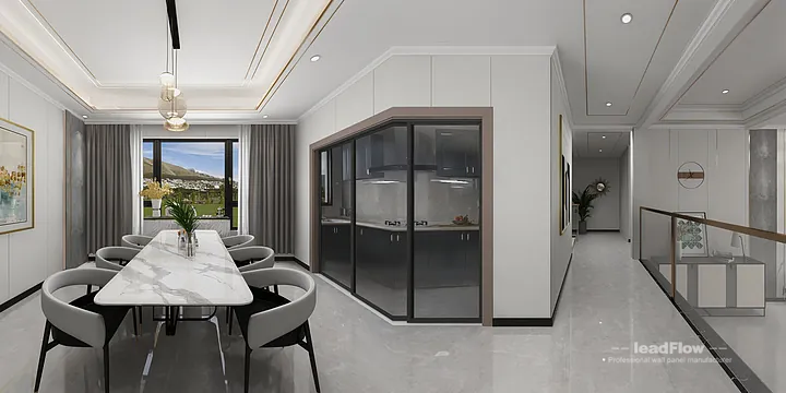 Hangzhou Apartment Interior with WPC Wall Cladding &mdash; Living-Dining Room Accent in Hangzhou, China - photo 10
