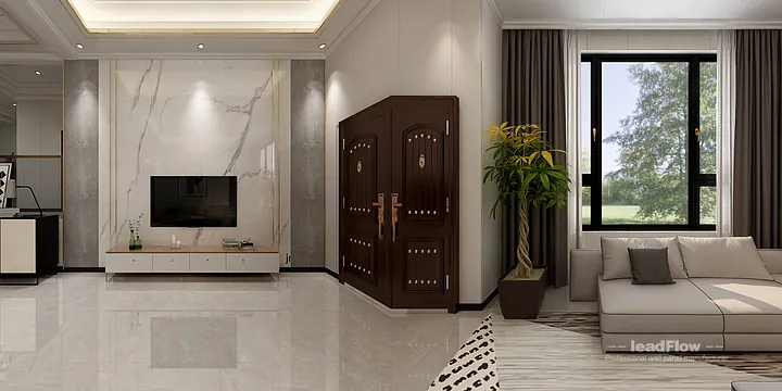 Hangzhou Apartment Interior with WPC Wall Cladding &mdash; Living-Dining Room Accent in Hangzhou, China - photo 3