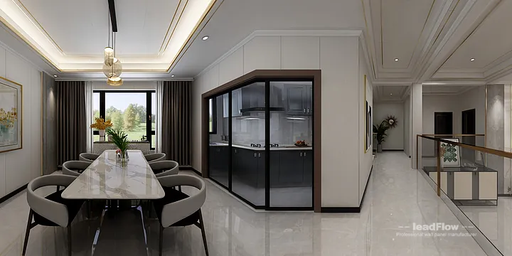 Hangzhou Apartment Interior with WPC Wall Cladding &mdash; Living-Dining Room Accent in Hangzhou, China - photo 4
