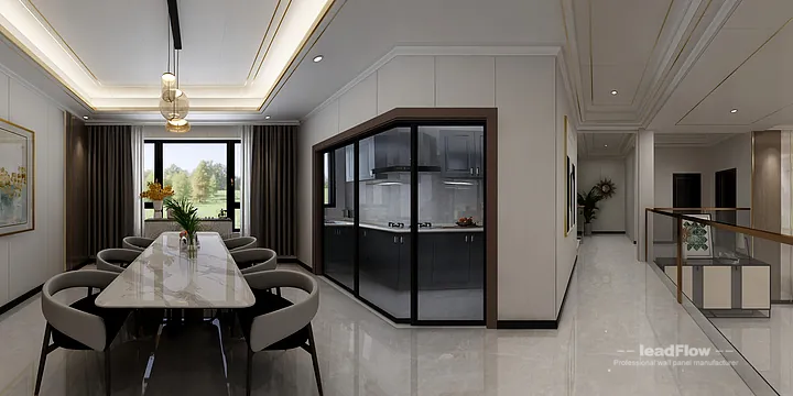 Hangzhou Apartment Interior with WPC Wall Cladding &mdash; Living-Dining Room Accent in Hangzhou, China - photo 5