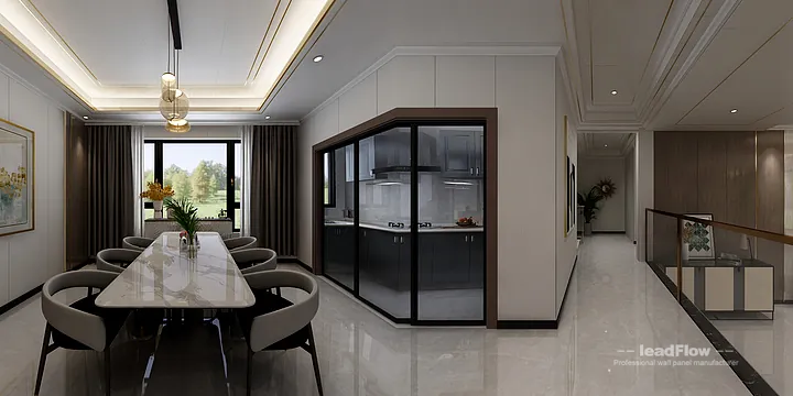 Hangzhou Apartment Interior with WPC Wall Cladding &mdash; Living-Dining Room Accent in Hangzhou, China - photo 8
