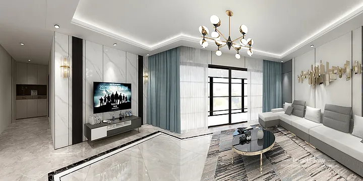 Nanchang Apartment Interior with WPC Cladding &mdash; Living-Dining Room Accent in Donghu District, Nanchang, China