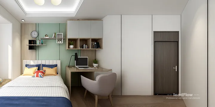 Nanchang Apartment Interior with WPC Cladding &mdash; Living-Dining Room Accent in Donghu District, Nanchang, China - photo 10