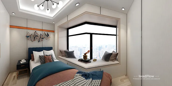 Nanchang Apartment Interior with WPC Cladding &mdash; Living-Dining Room Accent in Donghu District, Nanchang, China - photo 2