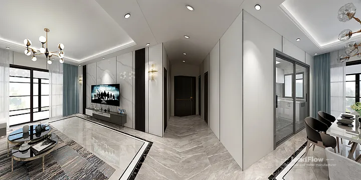 Nanchang Apartment Interior with WPC Cladding &mdash; Living-Dining Room Accent in Donghu District, Nanchang, China - photo 4