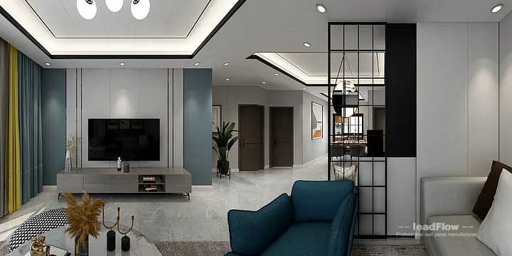 Hangzhou Apartment Renovation with WPC Cladding | Living-Dining Room Idea in Hangzhou, China - photo 8