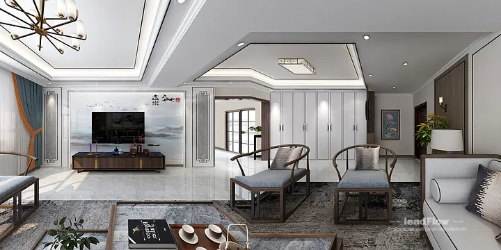 Hangzhou Apartment Interior with WPC Cladding &mdash; Living Room Accent in Hangzhou, China - photo 1