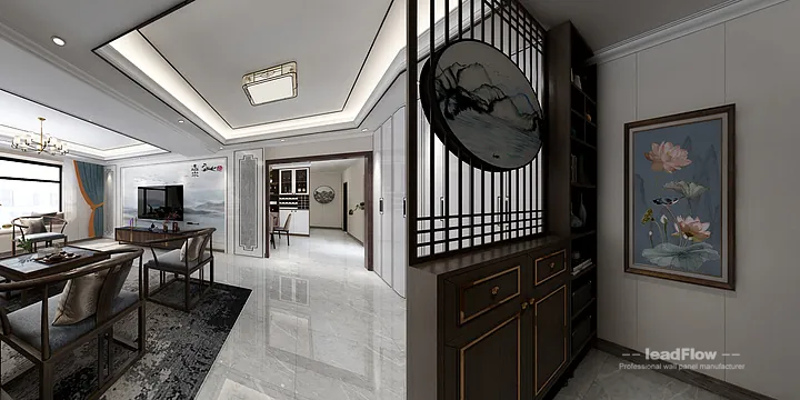 Hangzhou Apartment Interior with WPC Cladding &mdash; Living Room Accent in Hangzhou, China - photo 2
