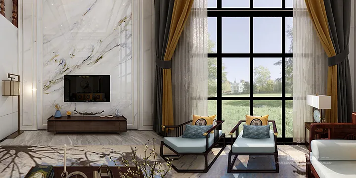 WPC Wall Panel Villa Case Study in Hangzhou | Modern Living Room in Hangzhou, China - photo 3