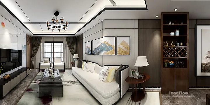 WPC Interior Panel Apartment Case Study in Hangzhou | Modern Living Room in Hangzhou, China