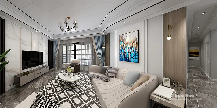 Hangzhou Apartment Renovation with WPC Wall Cladding | Living-Dining Room Idea in Hangzhou, China - photo 1